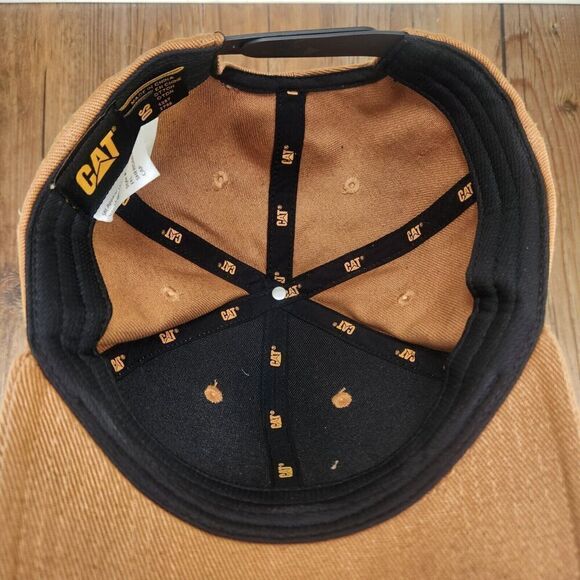 CAT Caterpillar Hat Cap Snapback Brown Canvas Work Mens Equipment Jobsite Brand - Picture 9 of 11